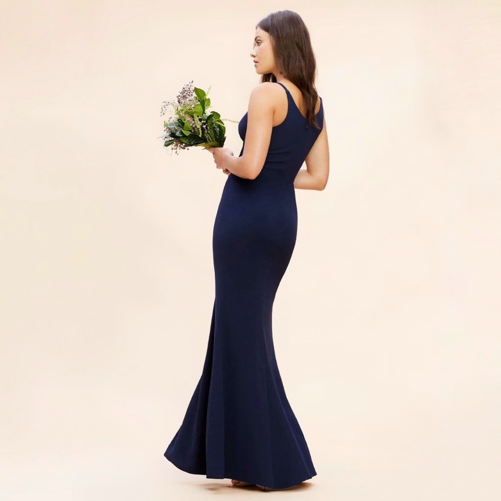 Dress The Population NWT ‘Iris’ V-Neck Side Slit Gown in ‘Midnight Blue’ Size XS - Picture 4 of 16
